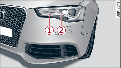 Xenon headlights: Overview of left side of vehicle